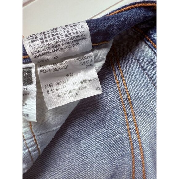 Levi's Womens Button Fly Distressed Bleached Straight Leg Blue Jeans W26 - Picture 12 of 13